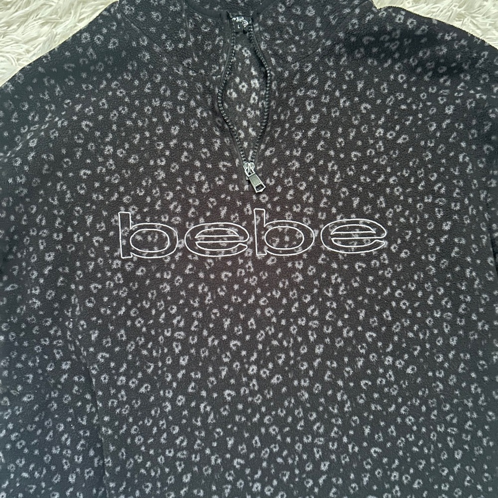 Bebe Black & Gray 3/4 Zip Sweatshirt, size S